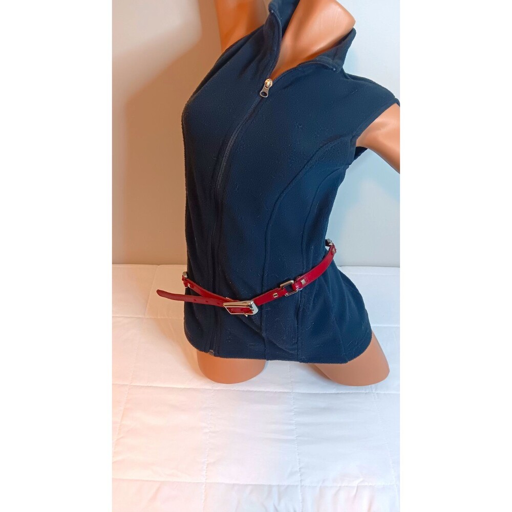Fossil Womens Red Skinny Belt Size L Adjustable Buckle Solid